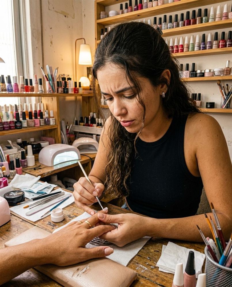 Nail designer no atendimento